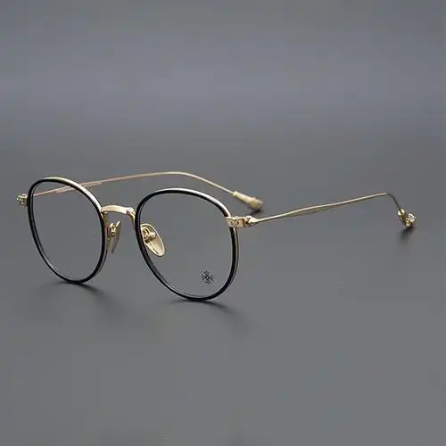 玳瑁色眼镜女文艺超轻近视镜框复古圆框镜架素颜防蓝光防辐射纯钛