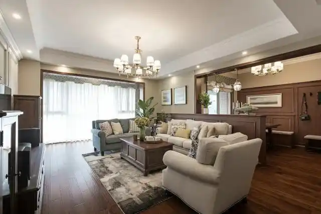 133平米二居室精美装修 美式半包21万!-恒盛湖畔豪庭装修