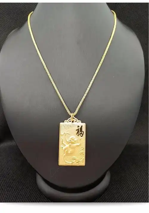 周玺金珠宝黄金吊坠男女款黄金金牌方牌生肖猴999足金按克生肖牌天赐