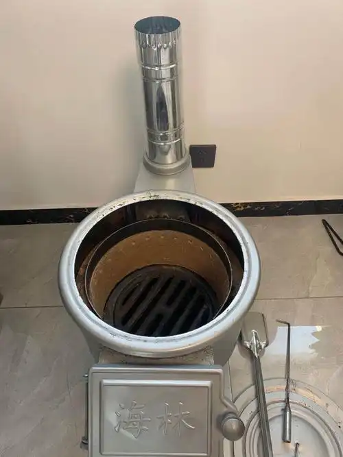 柴火灶铸铁家用节能户外取暖气化炉做饭烧木柴煤炭室内升温养殖银色