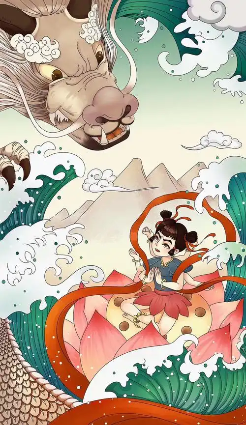 哪吒闹海|插画|儿童插画|绘梦的戚柒_原创作品-站酷zcool