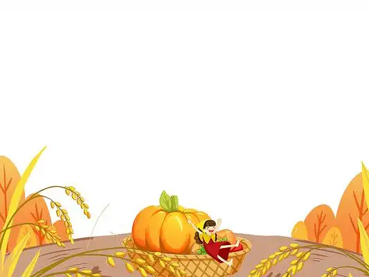 黄色卡通稻田南瓜儿童麦穗秋天秋收png素材元素