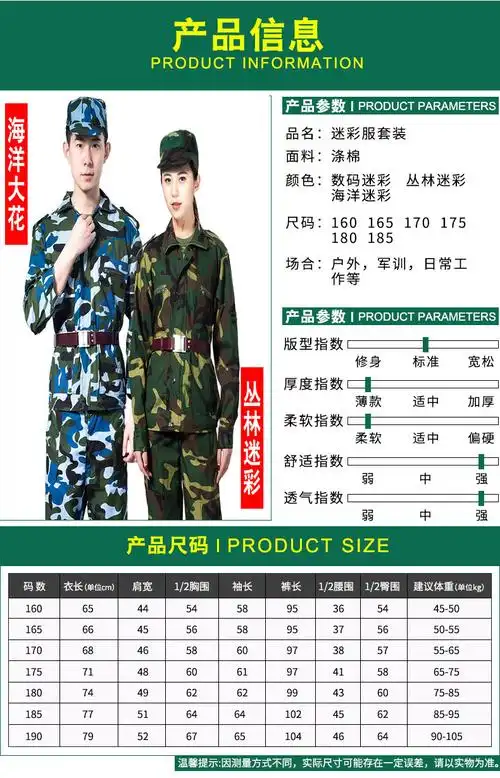 厂家批军训迷彩服87式迷彩服套装大学中学生军训服林地迷彩服装