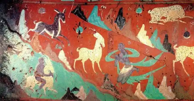 名词#鹿王本生图:北魏时期创作的敦煌莫高窟壁画,讲述一只九色鹿王救