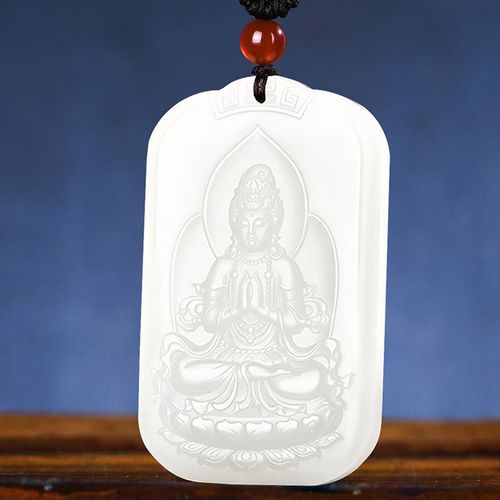 古铭轩  和田玉羊脂玉观音玉吊坠 男士款观世音玉坠玉牌