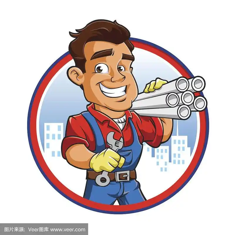 卡通水管工工人