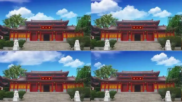 戏曲背景 舞台背景 金山寺 白蛇传 青蛇传 水漫金山 寺院 寺门 寺庙