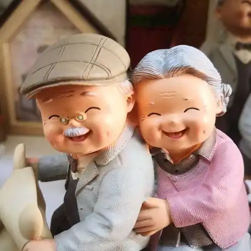 结婚生日蛋糕装饰摆件纪念日插件一周年老头老太太爷爷奶奶金婚