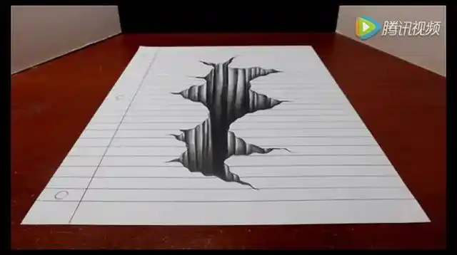 抽2分钟学画简易3d洞 原来还可以这么画画