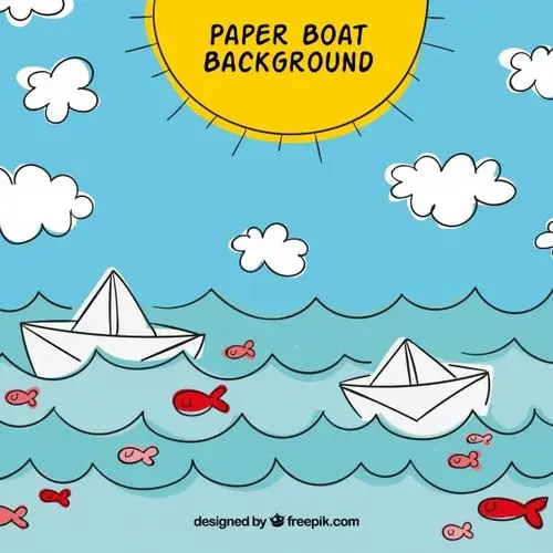 在海上的纸船夏季背景