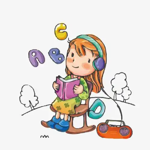 坐在椅子上听音乐看书的女孩