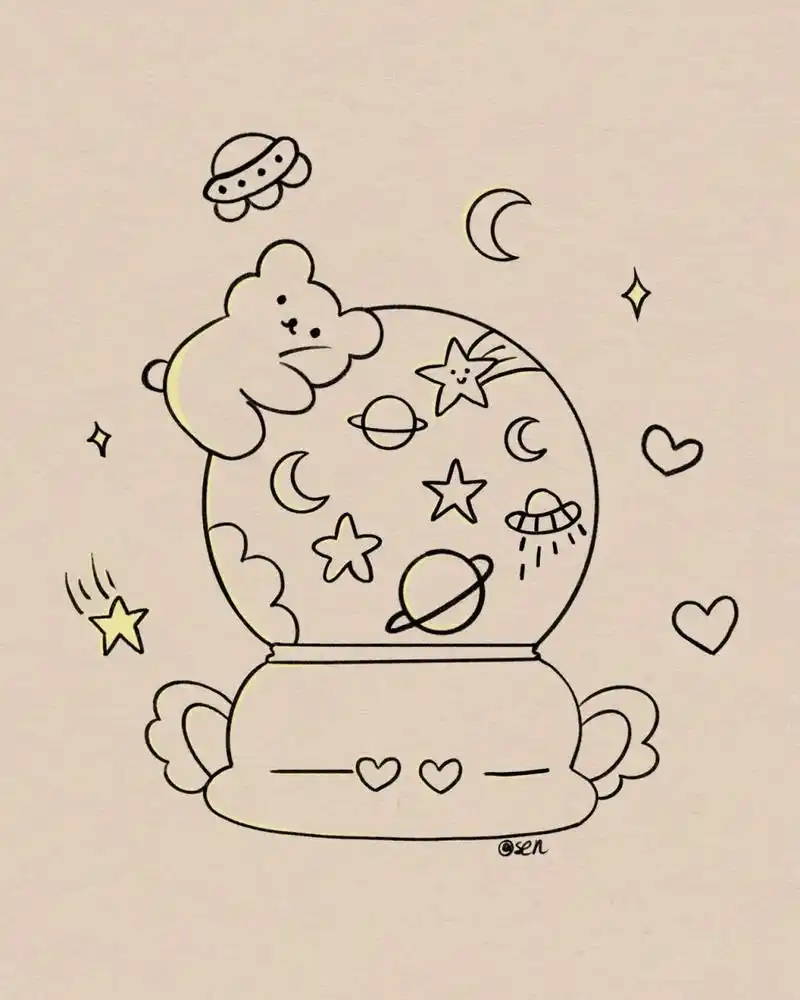 水晶球简笔画|附过程 临摹