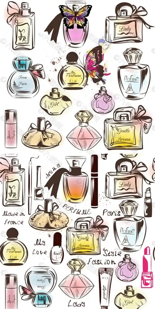 手绘香水化妆品图案设计元素素材免费下载(图片编号:8874577)-六图网