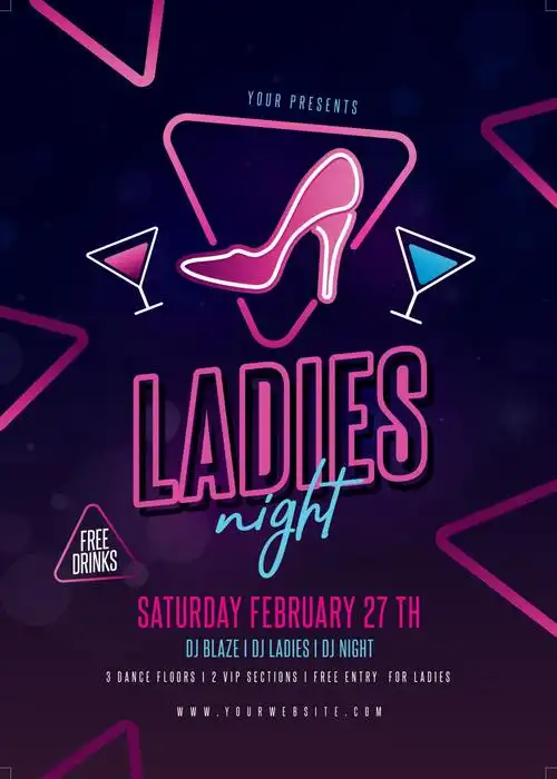 11款女性风格夜店酒吧派对psd海报模板