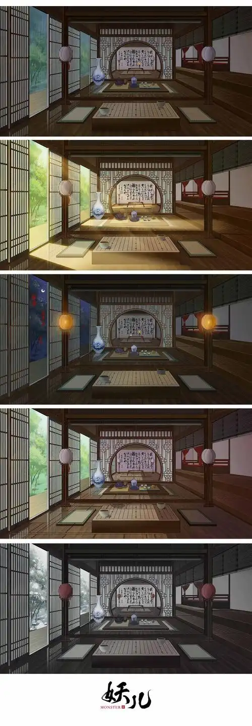 古风室内场景插画