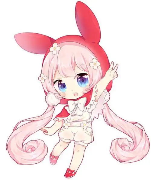 为了白从蓝の染转采于2019-04-15 02:14:36q版手绘萌妹子人物为了白同