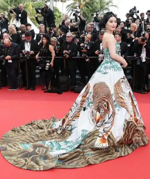 2010年,范冰冰身穿"皇袍"现身戛纳,一战成名.