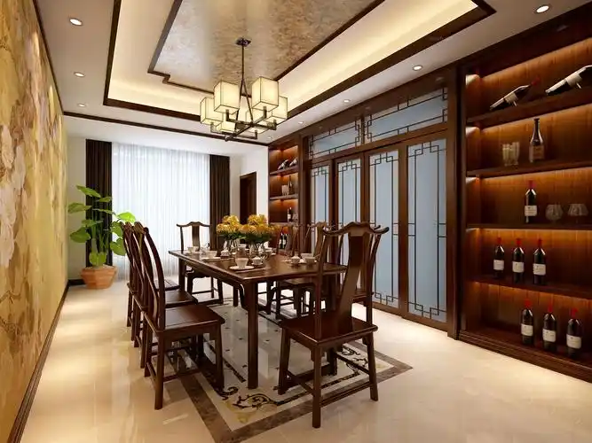四居室中式风格餐厅圆形吊顶