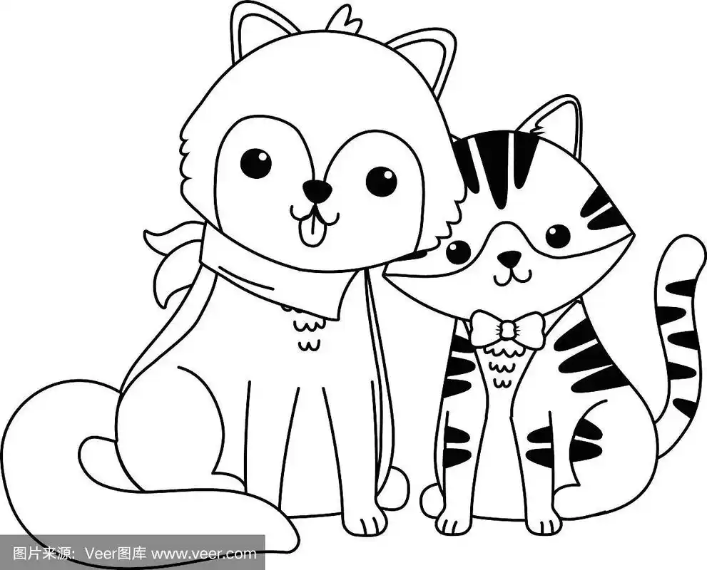 孤立的猫狗卡通设计