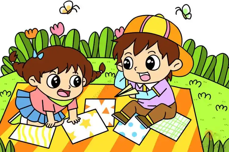 童年的游戏 一起来折纸呀_儿童画简笔画