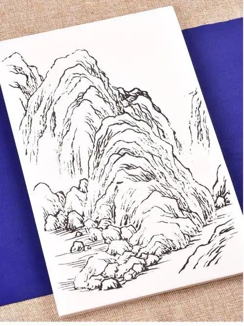 臻言工笔画底稿白描画稿山水画手绘临摹线描山水画册熟宣成品初学者