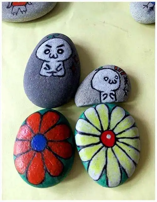 diy手绘石头画简单风景装饰图案绘画讲解教程