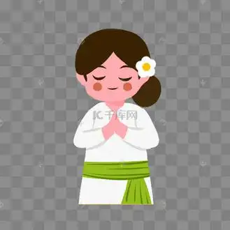 宁静日巴厘岛双手合十的女孩