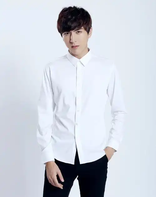 免烫防皱衬衫男长袖修身商务休闲正装白色衬衣男士春季纯色寸衫潮