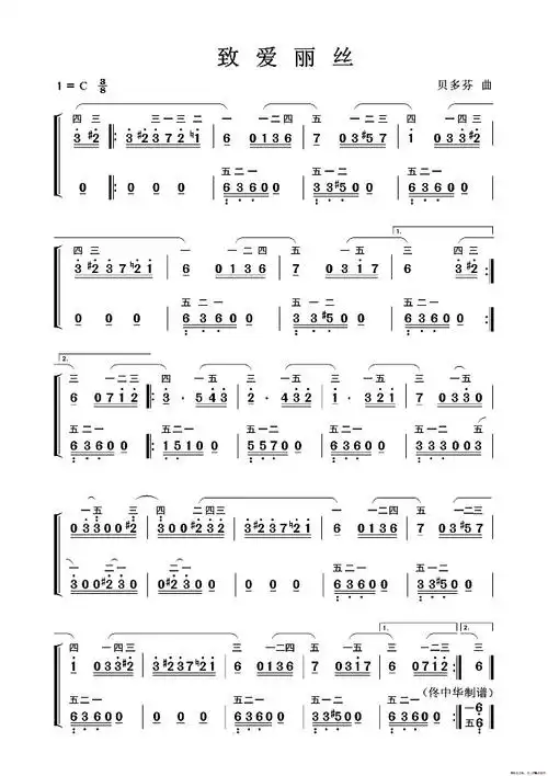 谁能翻译五线谱献给爱丽丝?