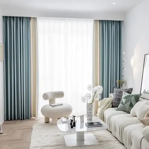 北欧风格现代简约卧室客厅蓝色遮光窗帘2021年新款定制窗帘