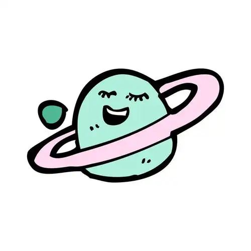 环形的星球,白色背景的矢量,环状行星卡通片