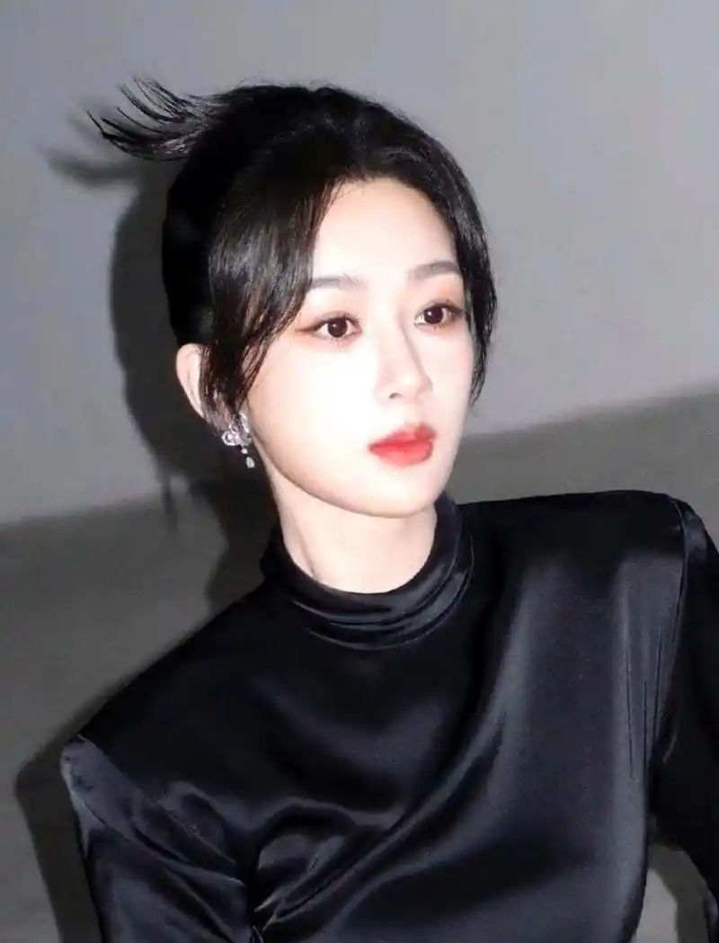 看杨紫穿黑色经典美丽,精致的盘发和标准的脸型,秀气妩媚,优雅的身姿