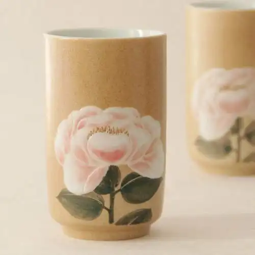 【雅集堂】手工绘制宋画工笔感牡丹随手杯 水杯陶艺杯子