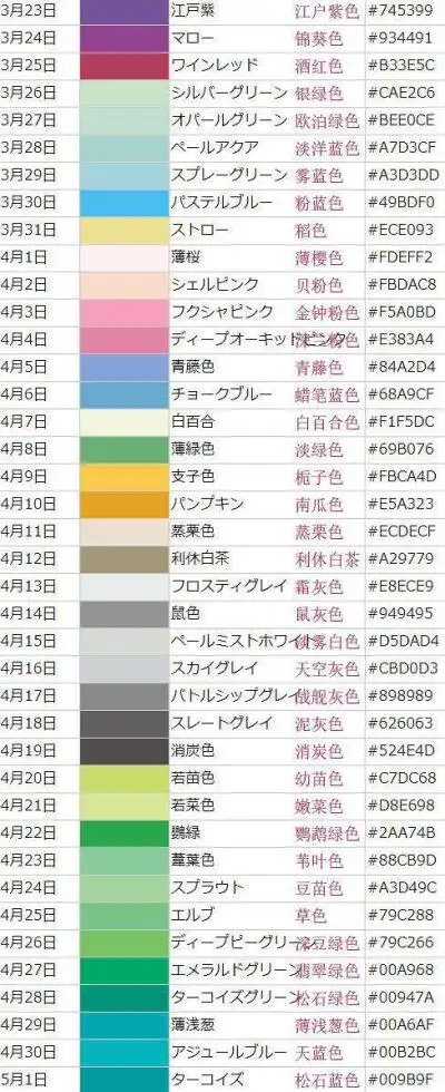 365天"诞生色",你的生日对应着什么颜色