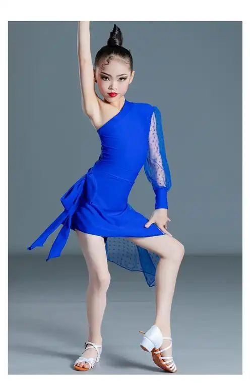 专业拉丁舞服女童春夏季新品分体套装吊带网布练功服拉丁舞蹈服裙宝