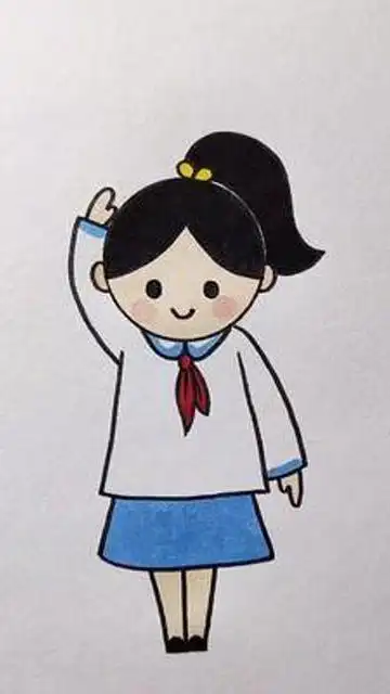 敬礼的小女孩简笔画来啦,喜欢的收藏#简笔画
