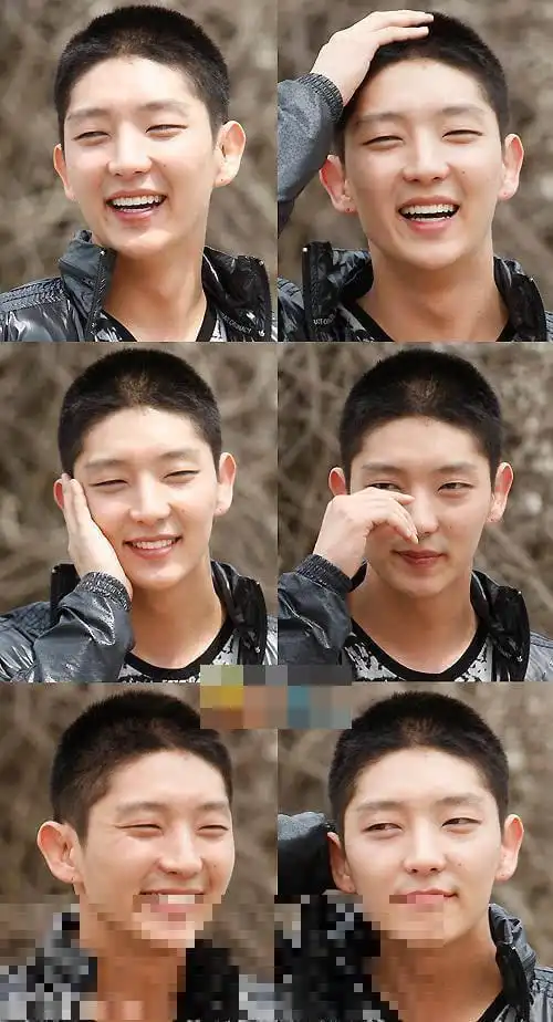 又来到每年的韩国男星入伍季,剪去厚刘海露出光洁额头,圆寸才是检验