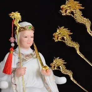 王母娘娘黑老太太地藏王菩萨合金法器摆件龙头拐杖唐僧四面禅杖