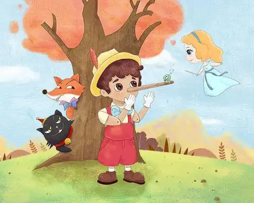 童话故事插图简笔画彩色场景