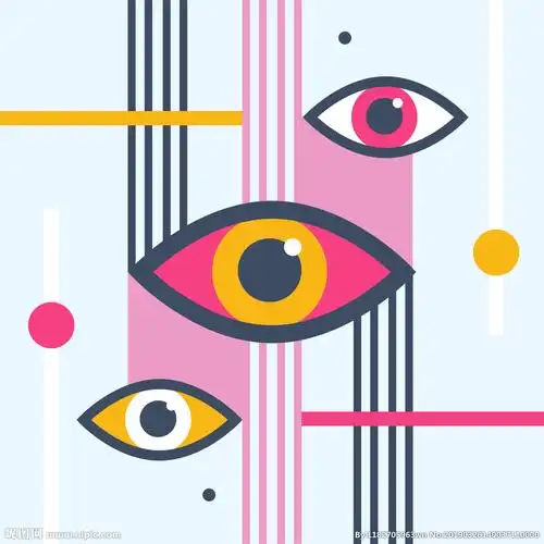 手绘抽象眼睛墙画壁纸设计图片