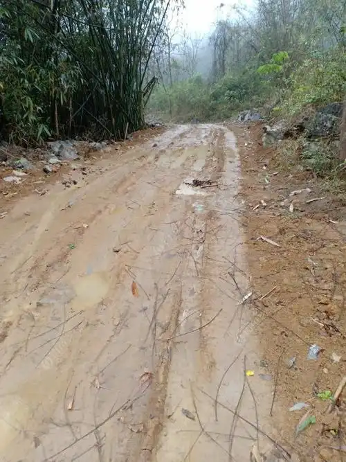 冒着雨行走烂烂的泥巴路