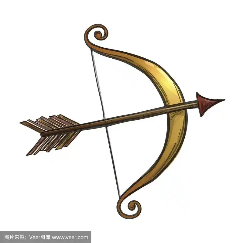 彩色素描丘比特弓和箭