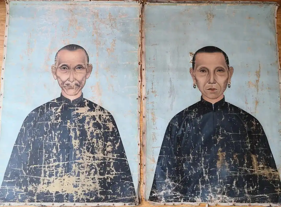 光绪十五年夫妻油画一对#人物肖像 #年代感 #人物画 #历史 - 抖音