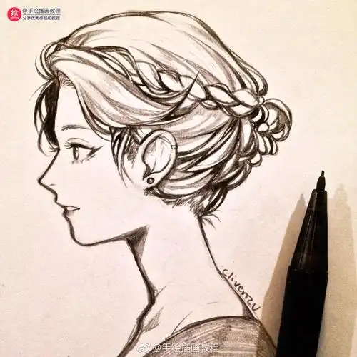 人物线稿黑白动漫插画绘画手绘