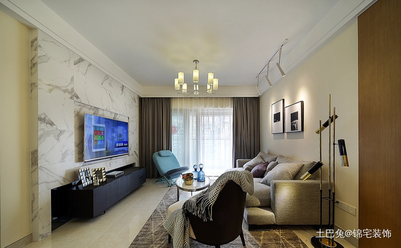 125平米三室户现代简约风格三居现代简约家装装修案例效果图