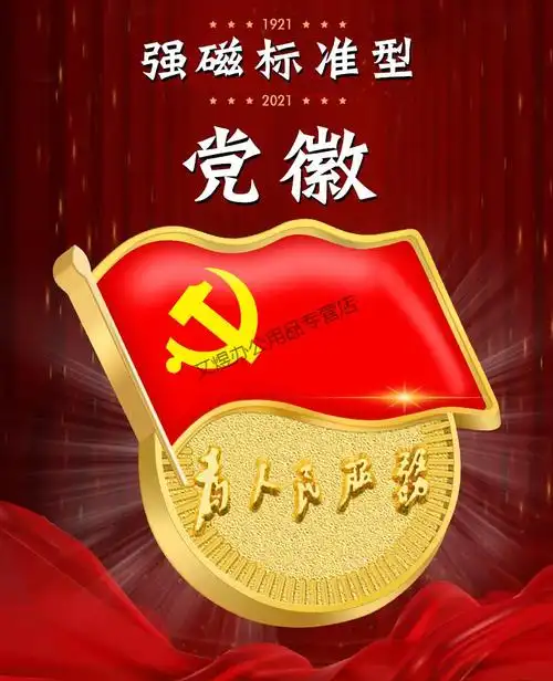 樱安娜 标准型党徽新版胸针精装党员胸章徽章定制为人民服务别针