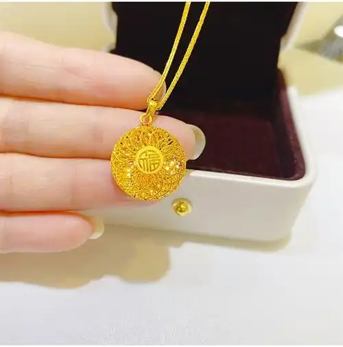 老凤凰5g黄金福牌吊坠镂空999足金肖邦项链2021年新女锁骨链女朋友婆