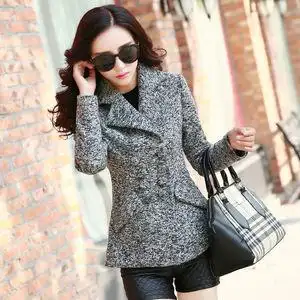 朵以佳人羊毛呢毛呢外套女春秋女装新款修身呢子大衣短款显瘦时尚