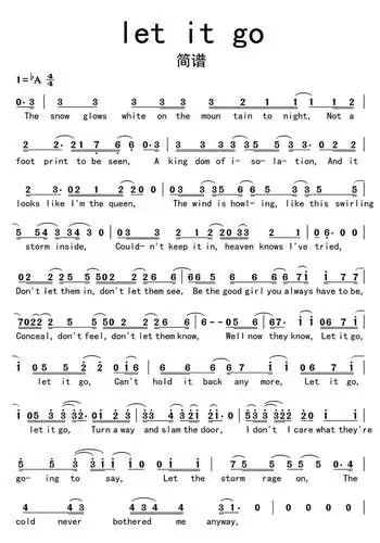 let it go 简谱-虫虫乐谱