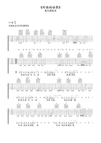 外面的世界吉他谱莫文蔚